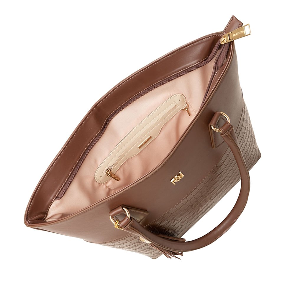 Bolsa Feminina Rafitthy Shopping Croco Grande Marrom Marrom 2