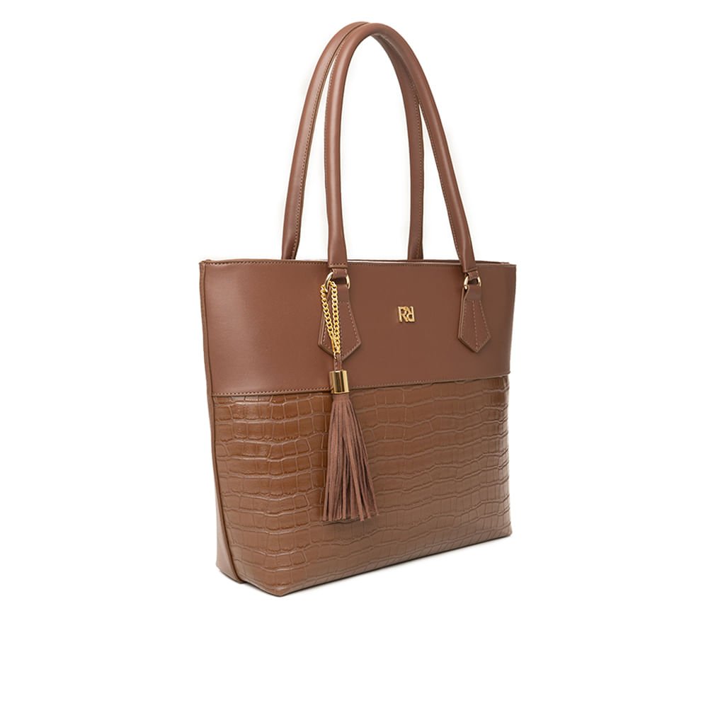 Bolsa Feminina Rafitthy Shopping Croco Grande Marrom Marrom 3