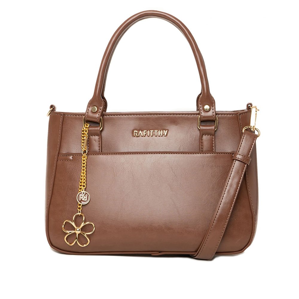 Bolsa Feminina Rafitthy Bolso Frontal Flor Marrom
