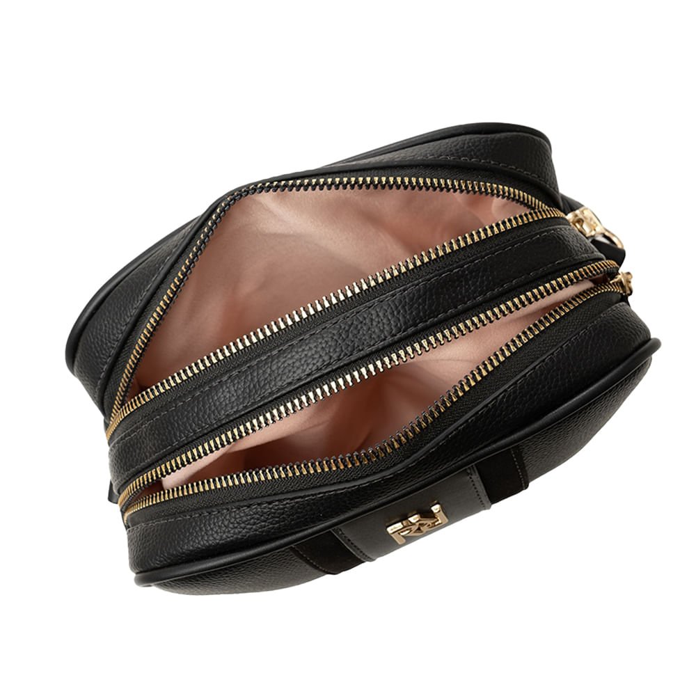 Mini Bolsa Feminina Rafitthy Transversal Divisórias Preto Preto 2