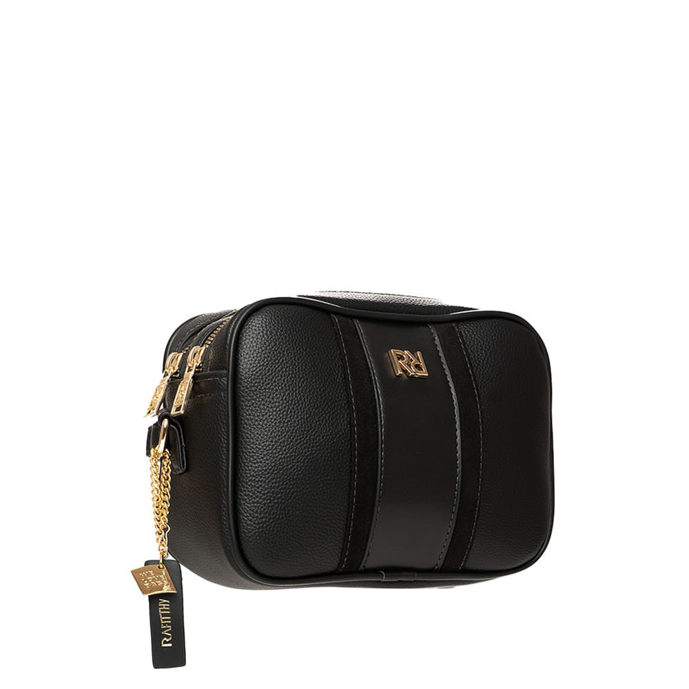 Mini Bolsa Feminina Rafitthy Transversal Divisórias Preto Preto 3
