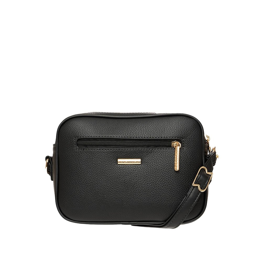 Mini Bolsa Feminina Rafitthy Transversal Divisórias Preto Preto 4