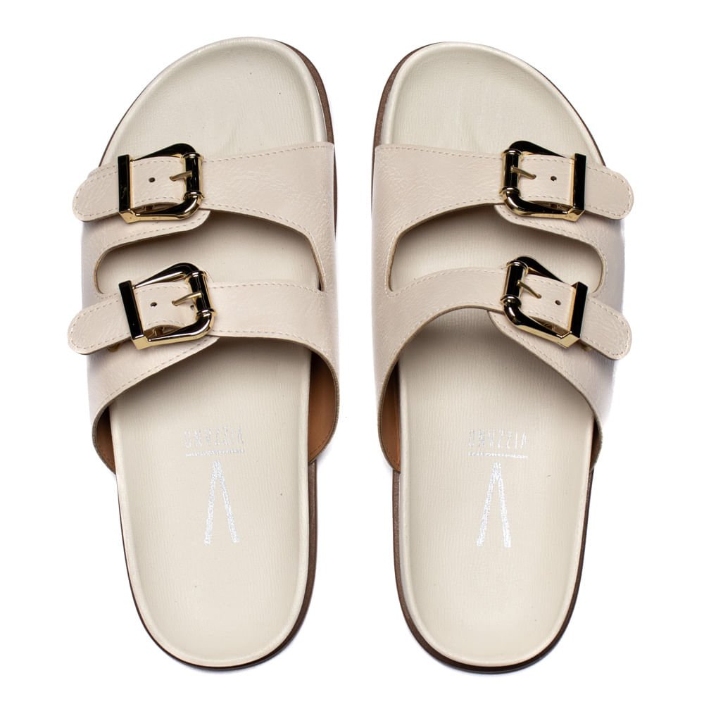 Chinelo Feminino Vizzano Fivelas Off White