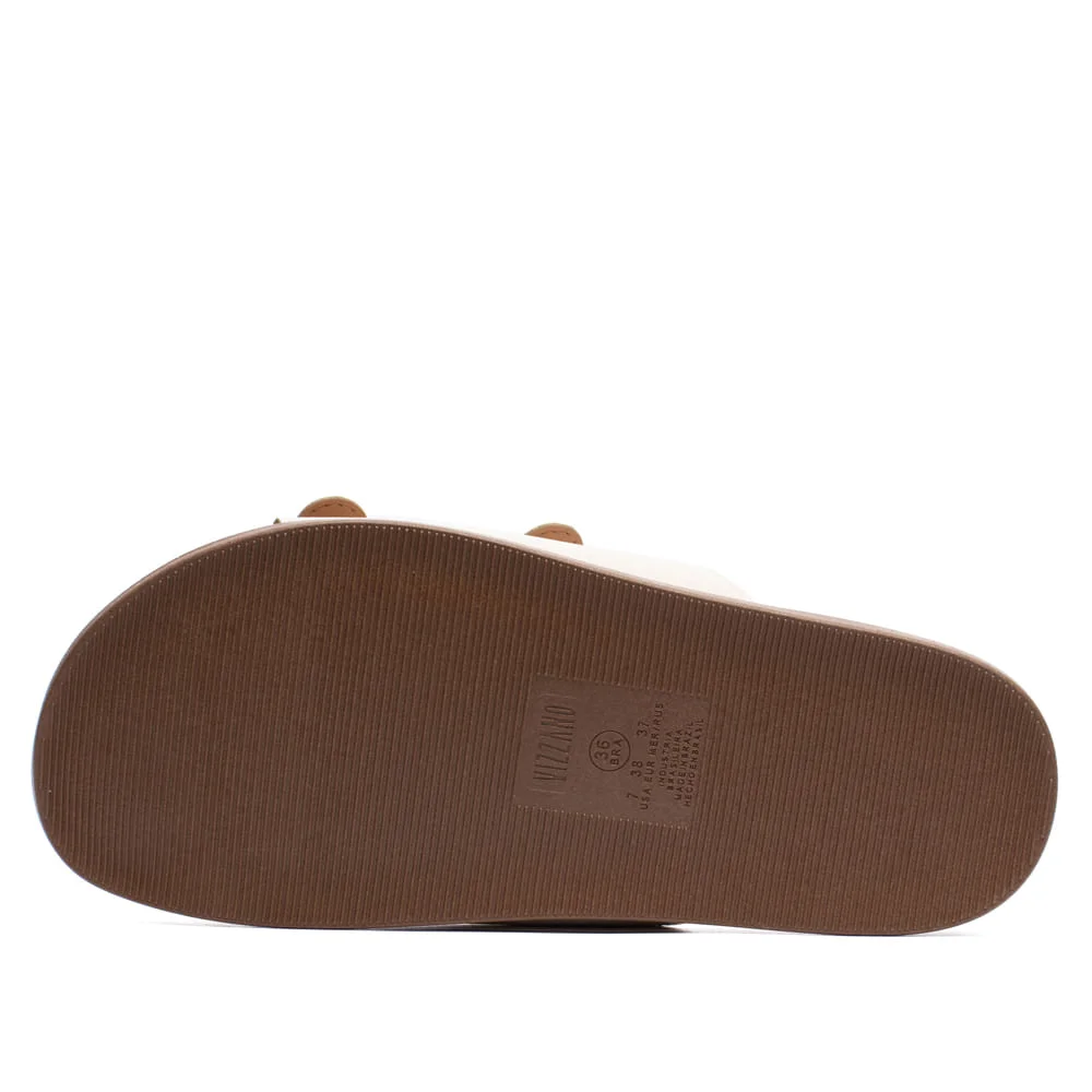 Chinelo Feminino Vizzano Fivelas Off White Bege 2