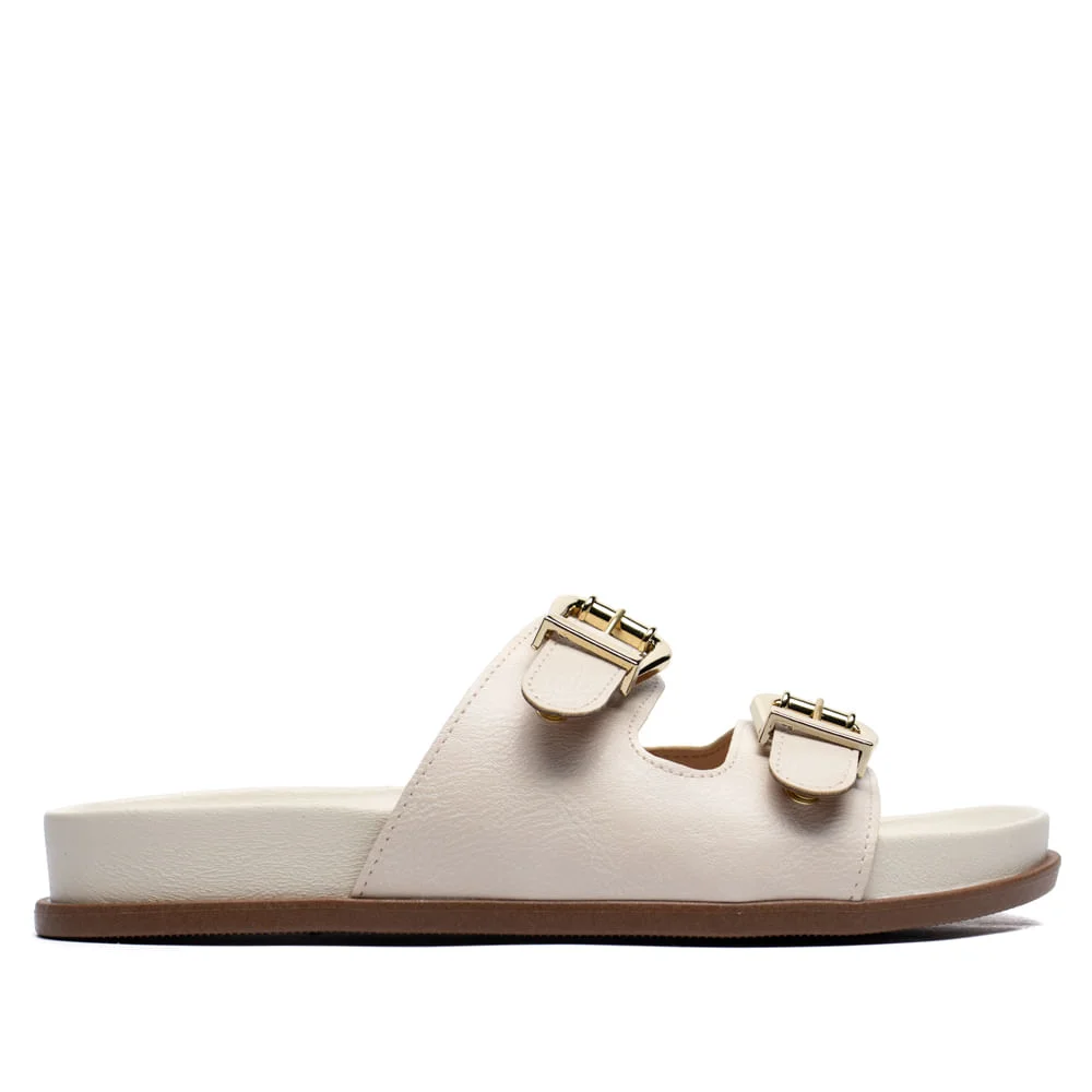 Chinelo Feminino Vizzano Fivelas Off White Bege 4