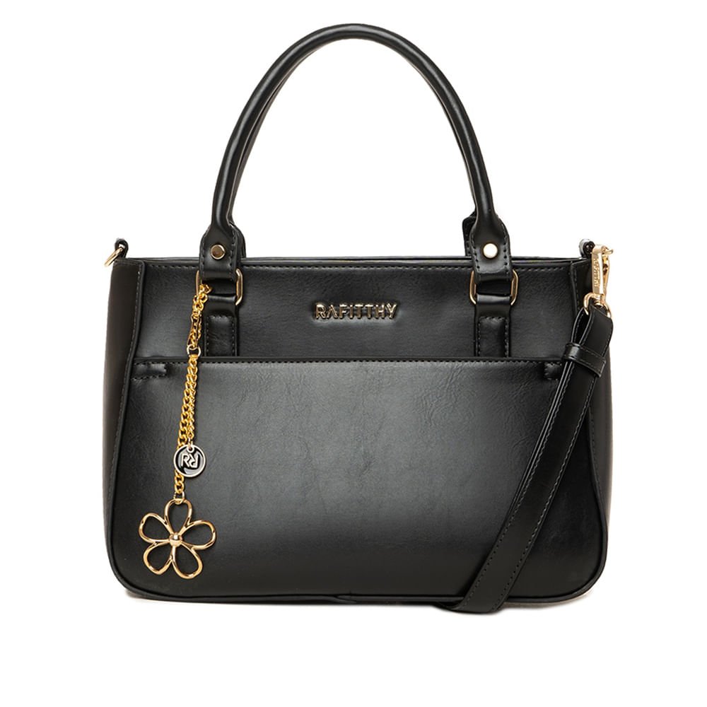 Bolsa Feminina Rafitthy Bolso Frontal Flor Preto