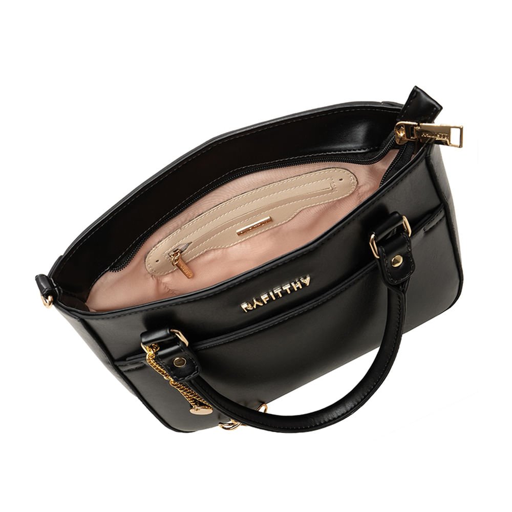 Bolsa Feminina Rafitthy Bolso Frontal Flor Preto Preto 2