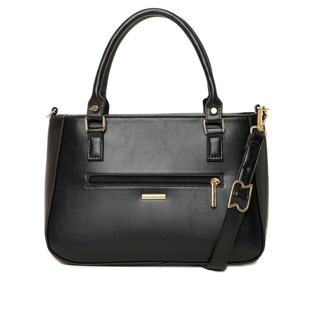 Bolsa Feminina Rafitthy Bolso Frontal Flor Preto Preto 4