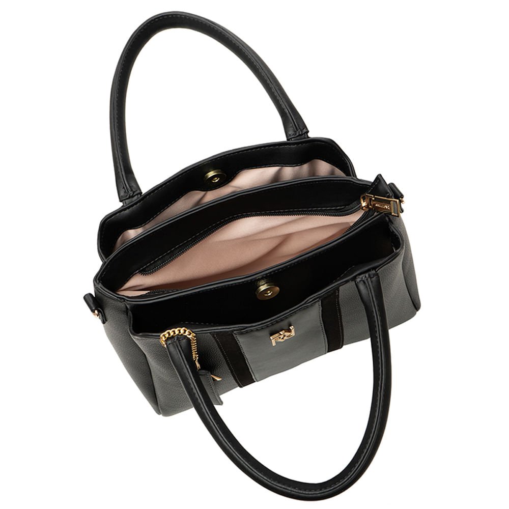 Bolsa Feminina Rafitthy Tote Divisórias Média Preto Preto 2