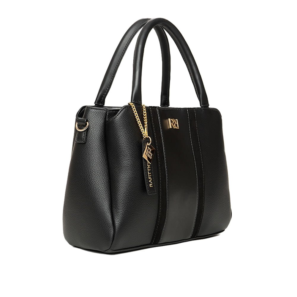 Bolsa Feminina Rafitthy Tote Divisórias Média Preto Preto 3