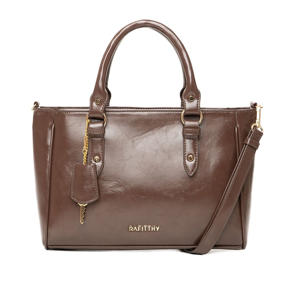 Bolsa Feminina Rafitthy Média Pingente Marrom