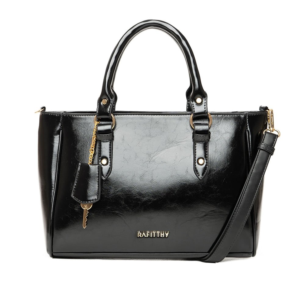 Bolsa Feminina Rafitthy Média Pingente Preto