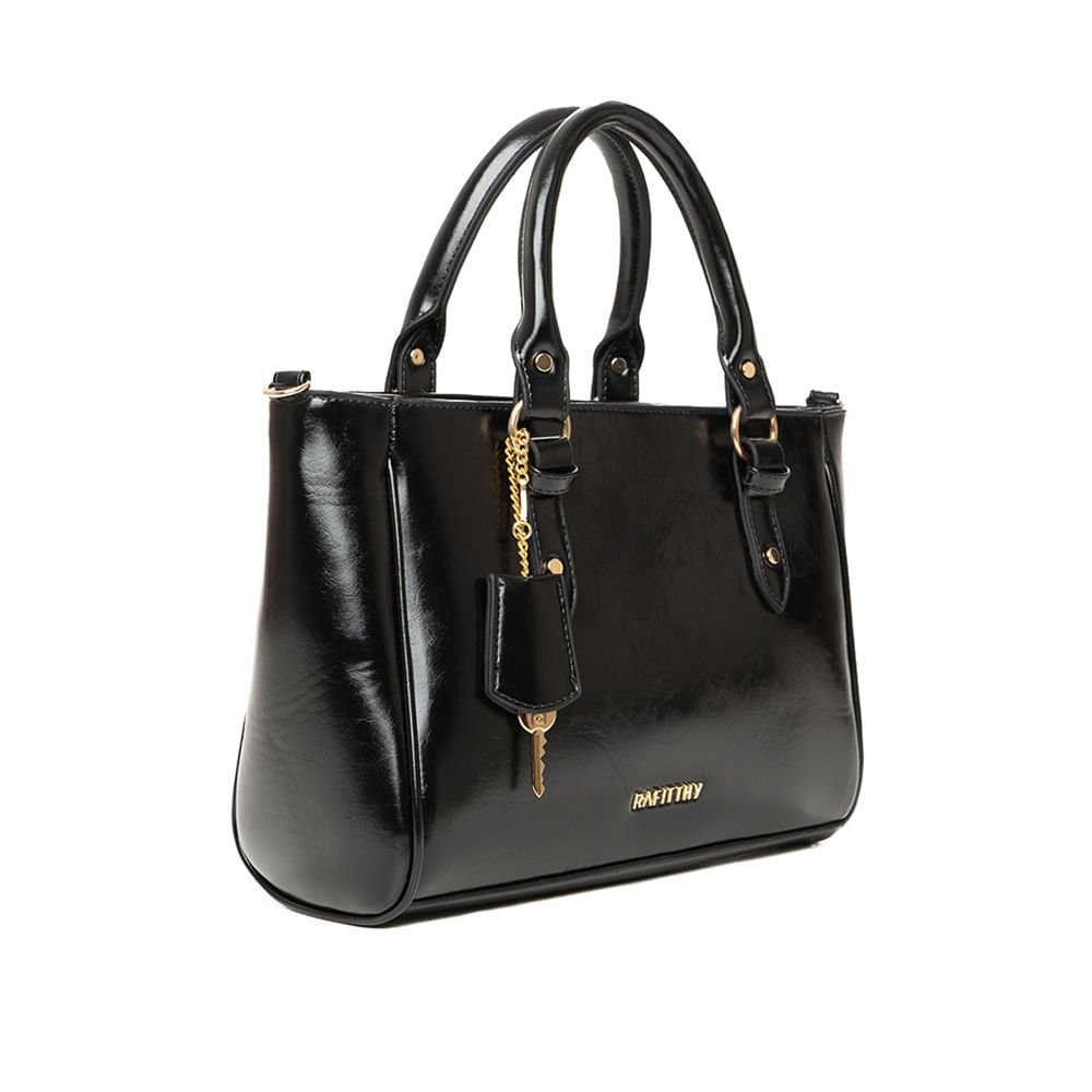 Bolsa Feminina Rafitthy Média Pingente Preto Preto 3
