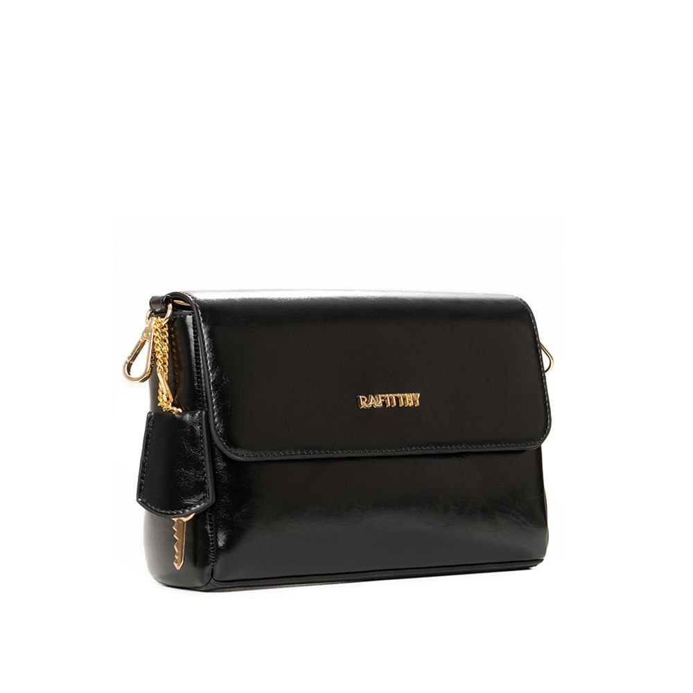 Bolsa Feminina Rafitthy Pequena Corrente Preto Preto 3