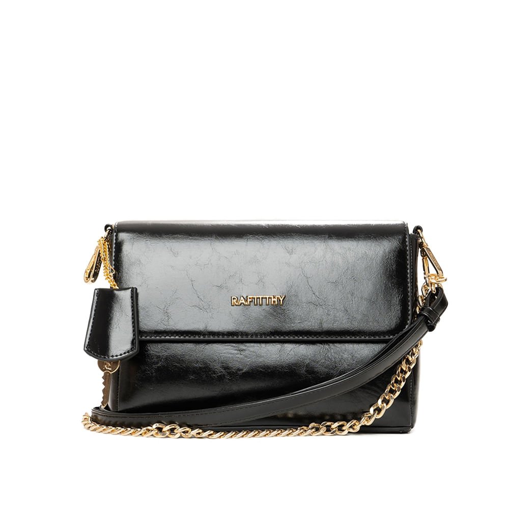 Bolsa Feminina Rafitthy Pequena Corrente Preto Preto 5