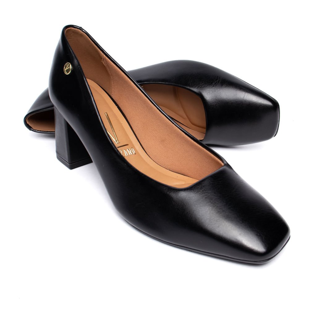 Sapato Feminino Vizzano Casual Bico Quadrado Preto Preto 6