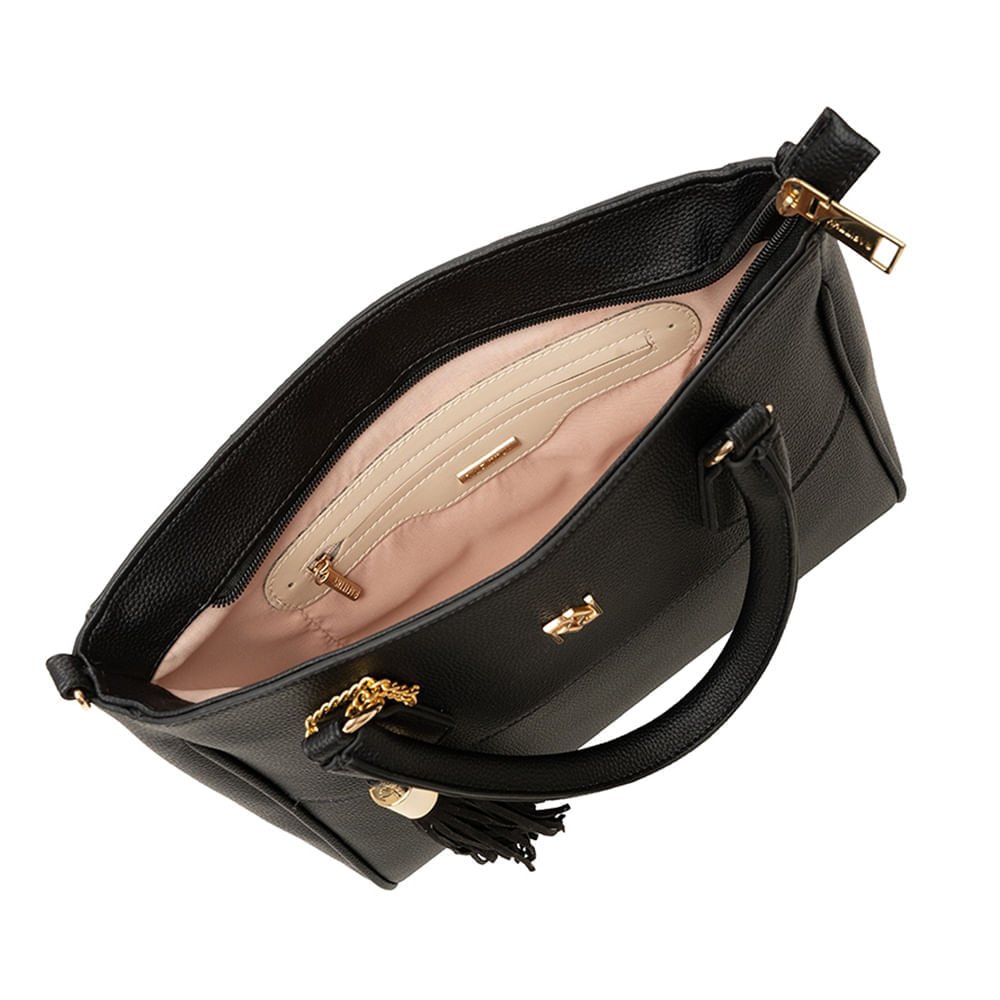 Bolsa Feminina Rafitthy Tote Estruturada Preto Preto 4