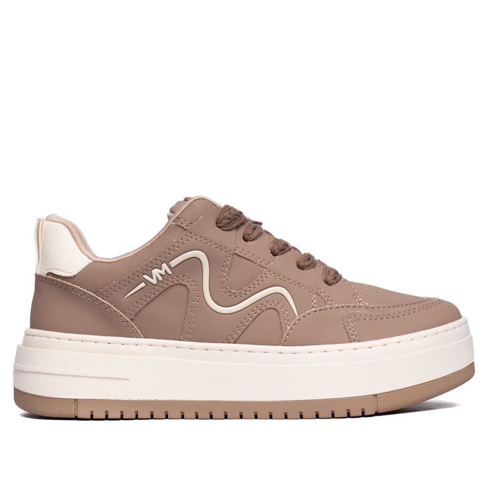 Tênis Feminino Via Marte Flatform Recortes Marrom Claro Marrom 1