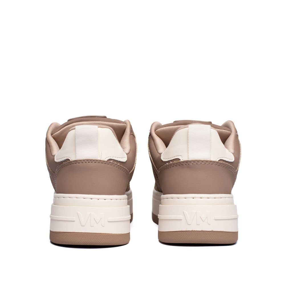 Tênis Feminino Via Marte Flatform Recortes Marrom Claro Bege 3