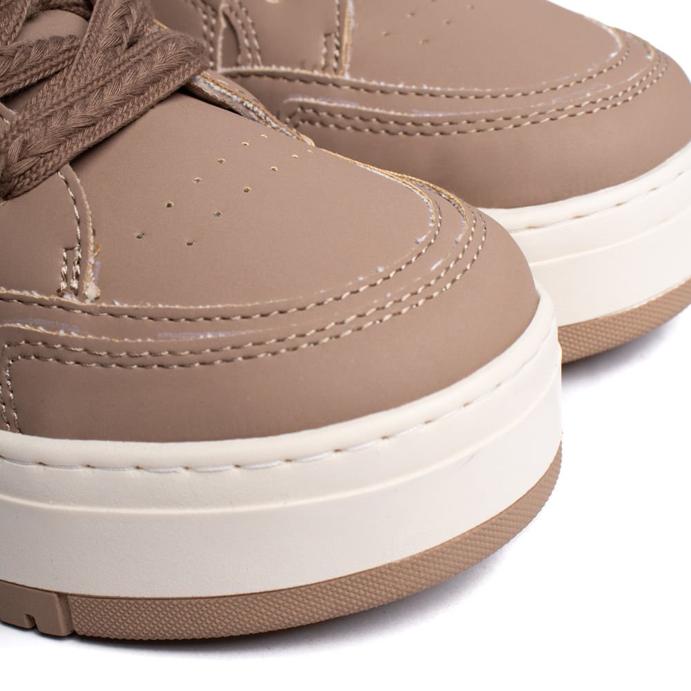 Tênis Feminino Via Marte Flatform Recortes Marrom Claro Bege 5