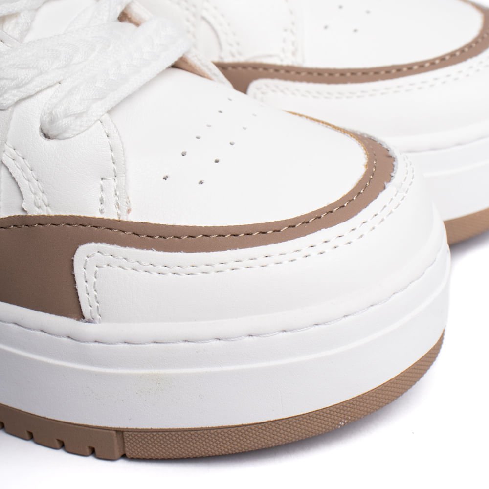 Tênis Feminino Via Marte Flatform Recortes Branco/Marrom Branco 5