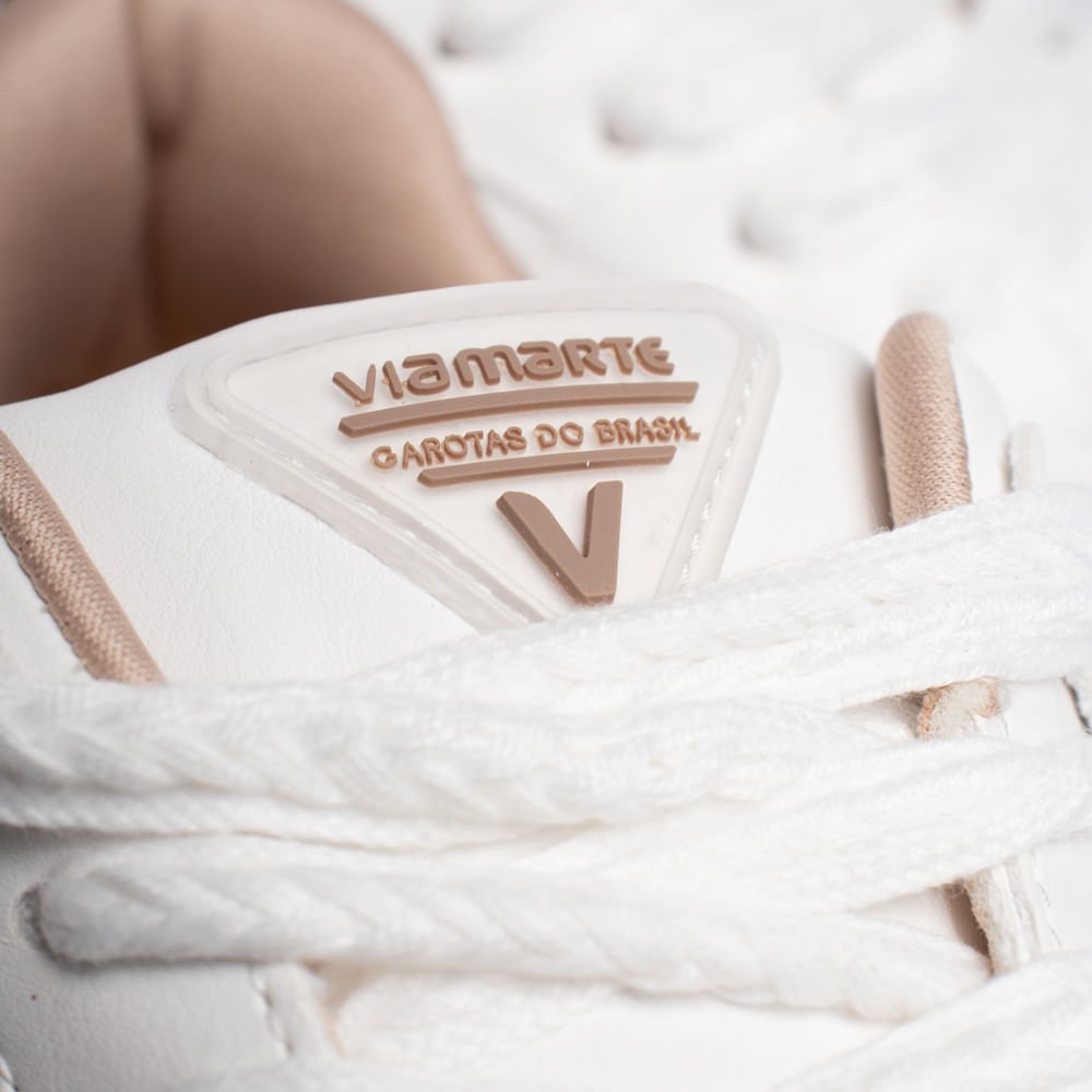 Tênis Feminino Via Marte Flatform Recortes Branco/Marrom Branco 7
