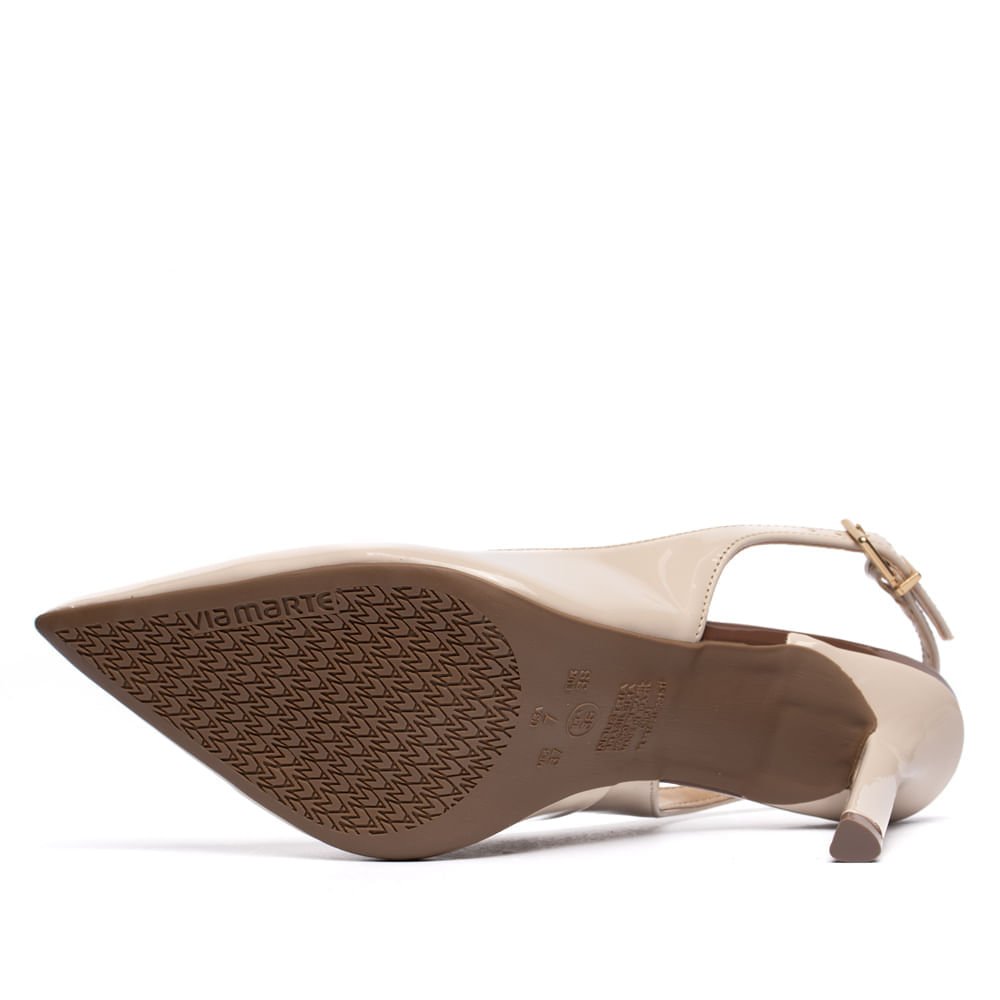 Scarpin Feminino Via Marte Slingback Verniz Nude Bege 2
