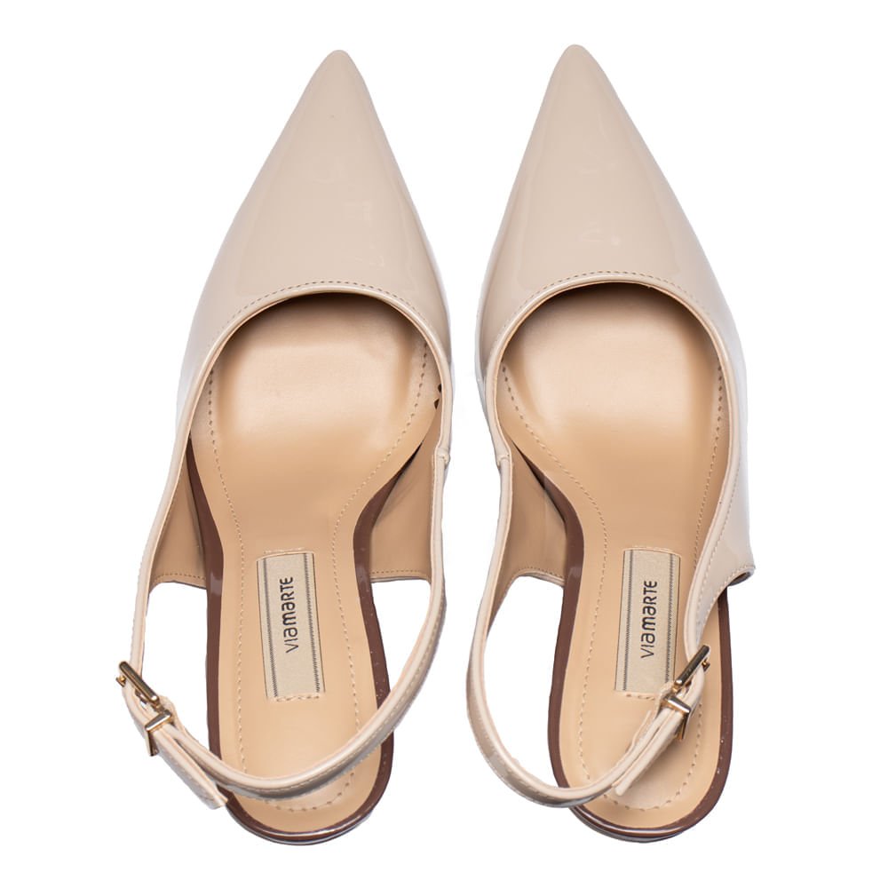 Scarpin Feminino Via Marte Slingback Verniz Nude Bege 4