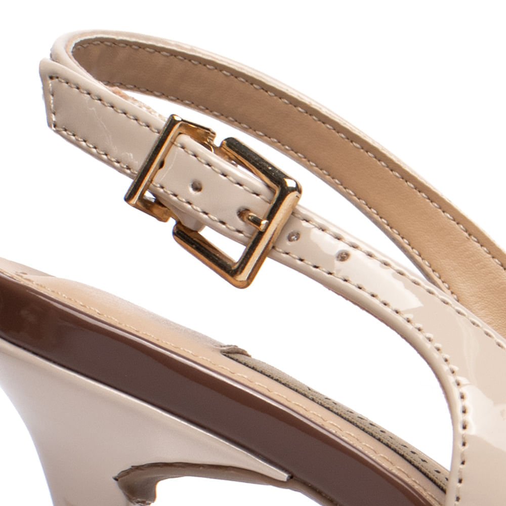 Scarpin Feminino Via Marte Slingback Verniz Nude Bege 5