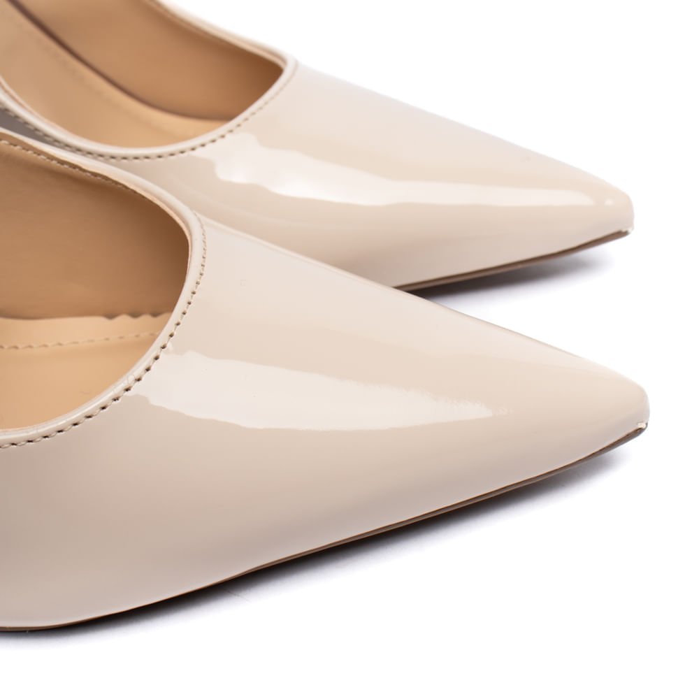 Scarpin Feminino Via Marte Slingback Verniz Nude Bege 6
