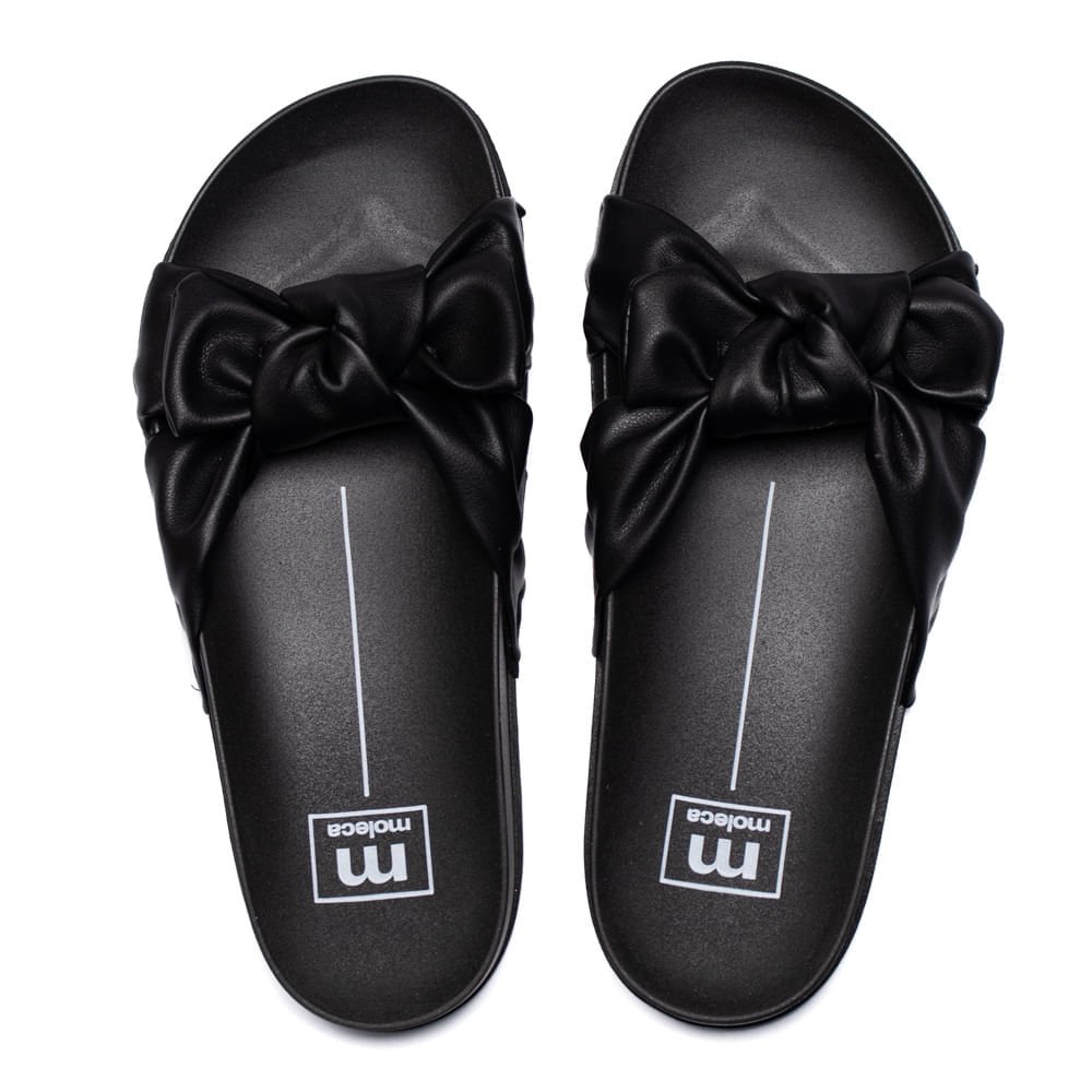 Tamanco Feminino Moleca Flatform Laço Napa Suprema Preto