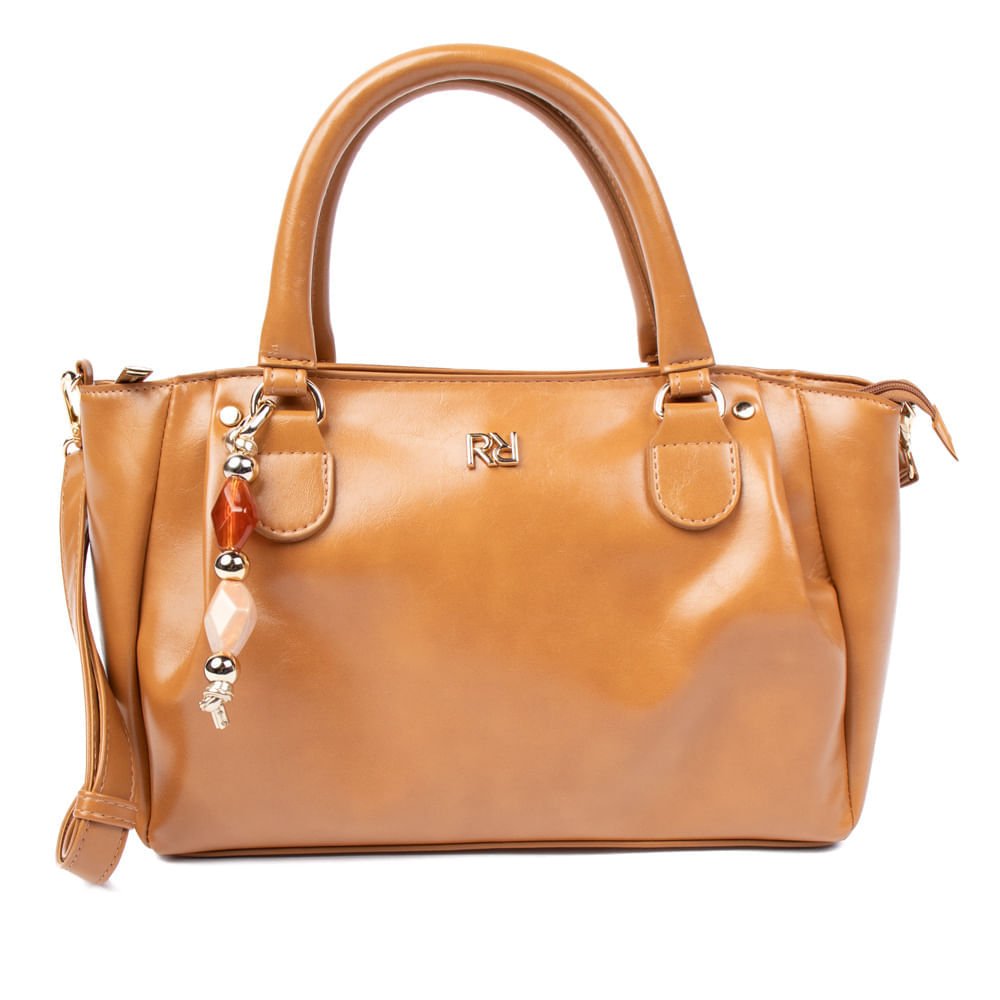 Bolsa Feminina Rafitthy Tote Pingente Pedrarias Caramelo