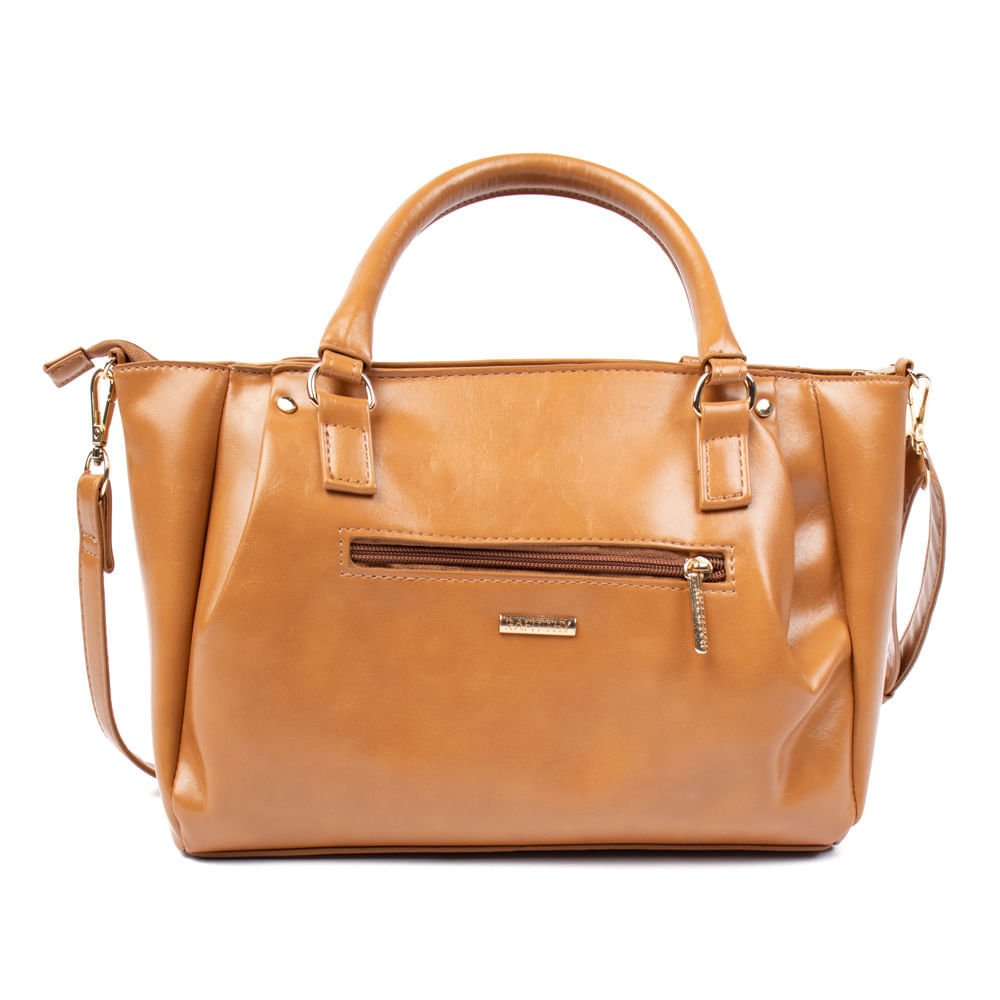Bolsa Feminina Rafitthy Tote Pingente Pedrarias Caramelo Marrom 2