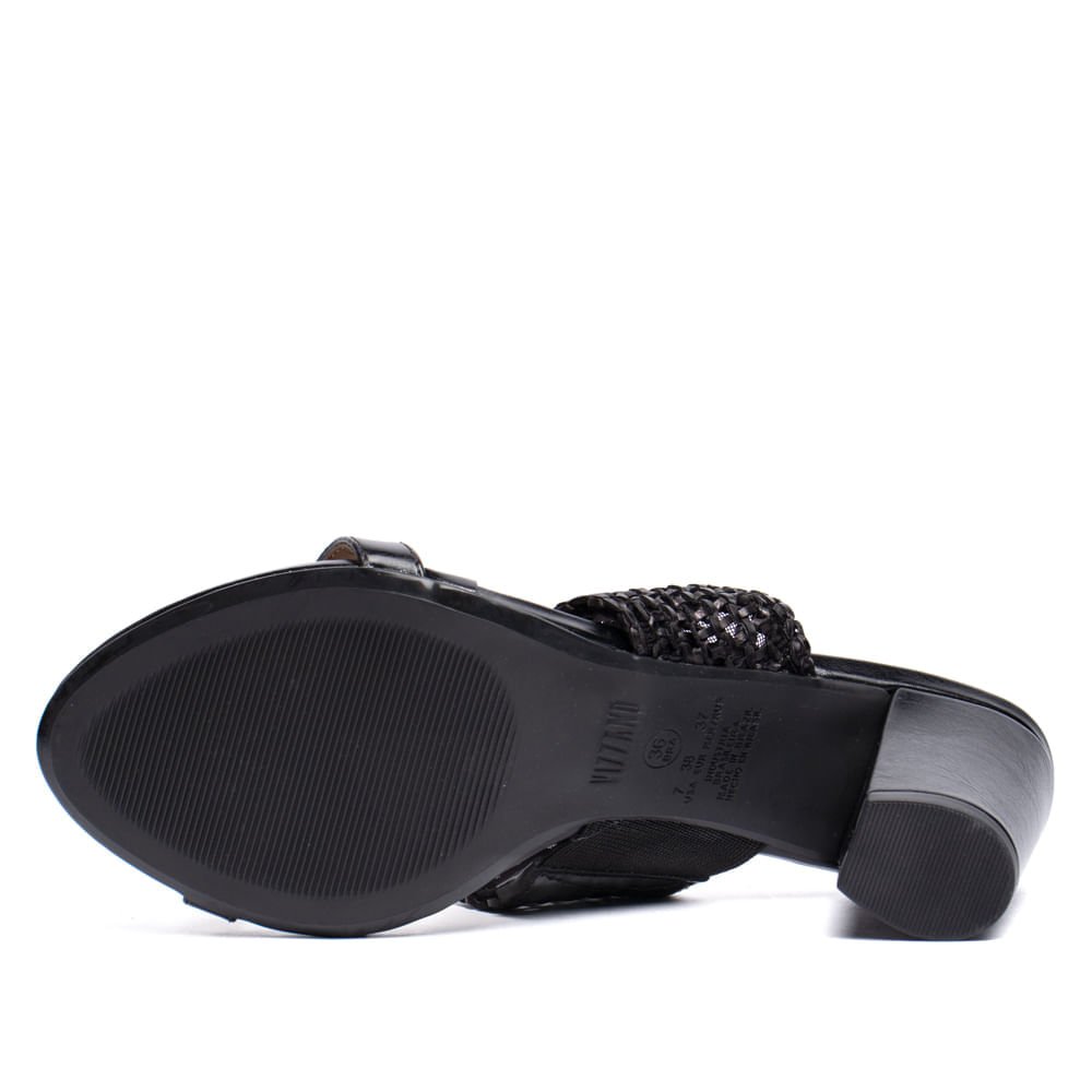Tamanco Feminino Vizzano Salto Bloco Tramado Preto Preto 2