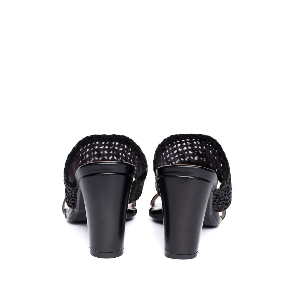 Tamanco Feminino Vizzano Salto Bloco Tramado Preto Preto 3