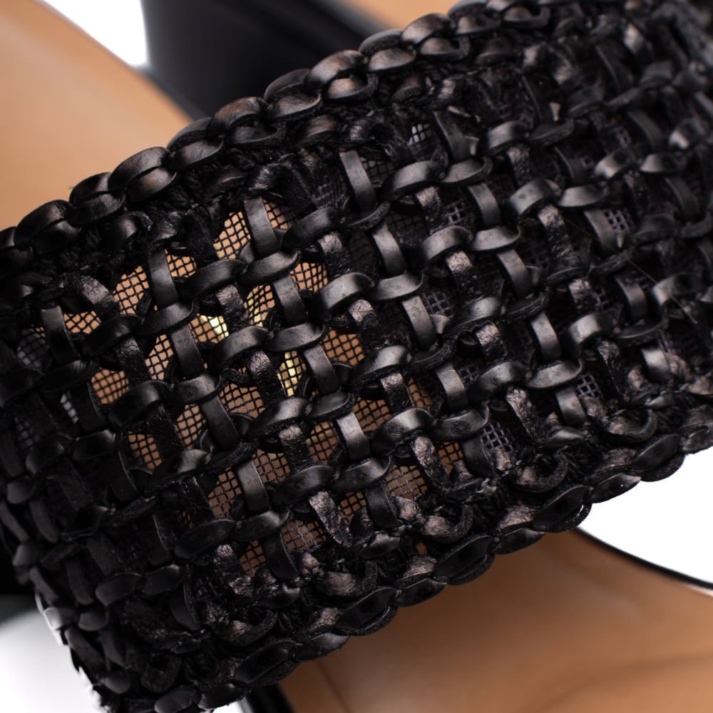 Tamanco Feminino Vizzano Salto Bloco Tramado Preto Preto 5