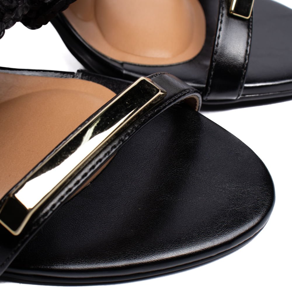 Tamanco Feminino Vizzano Salto Bloco Tramado Preto Preto 6