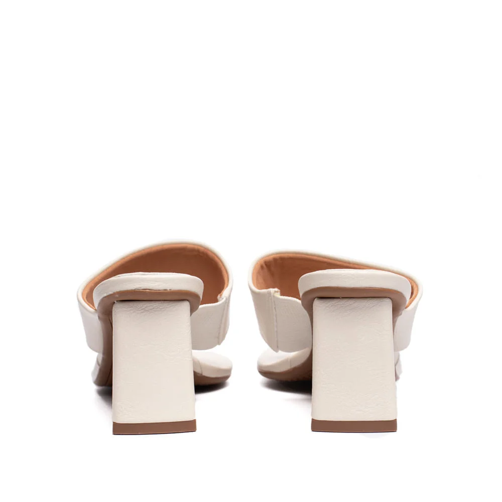 Tamanco Feminino Vizzano Salto Bloco Bico Quadrado Off White Bege 3