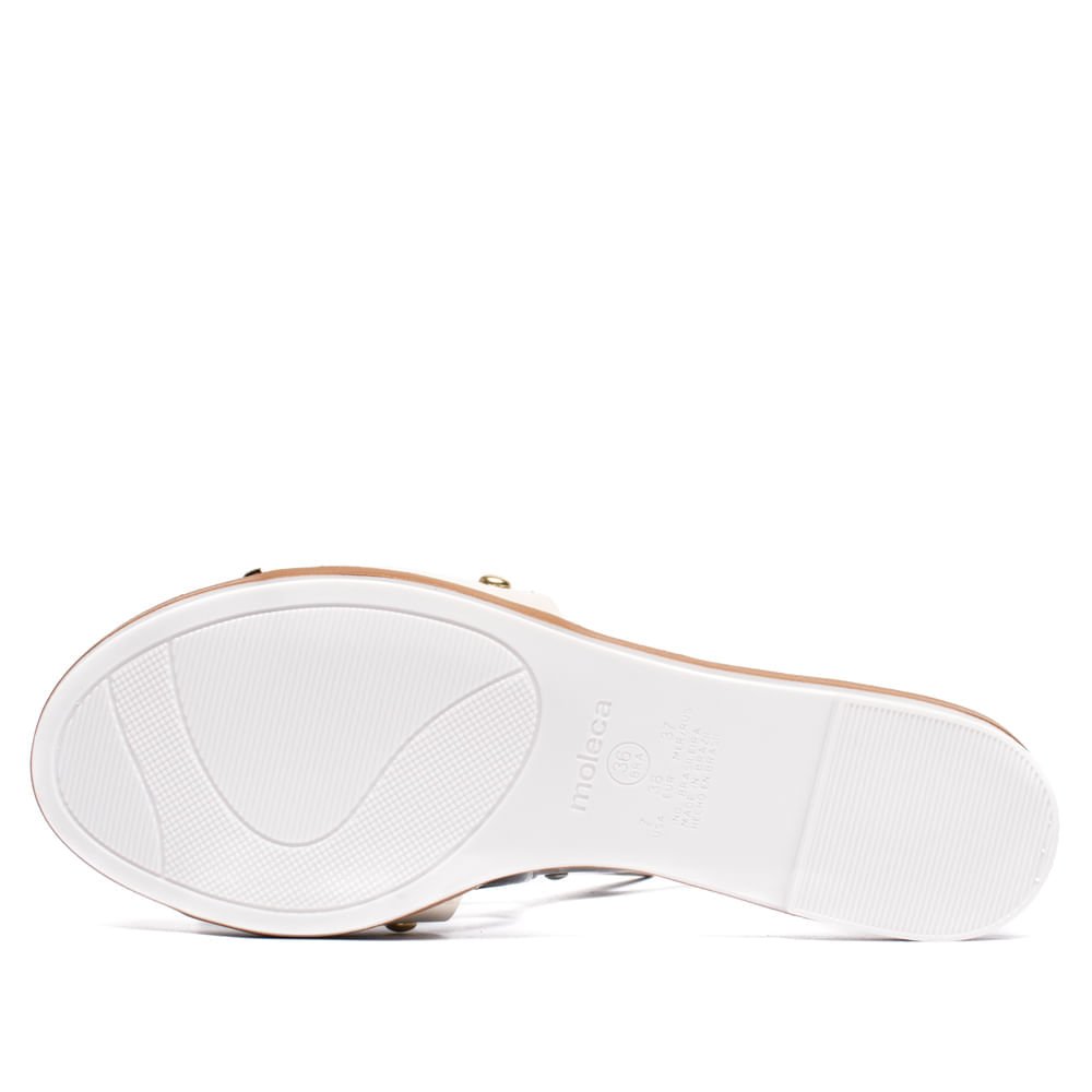 Rasteira Feminina Moleca Turim Spikes Off White Bege 3