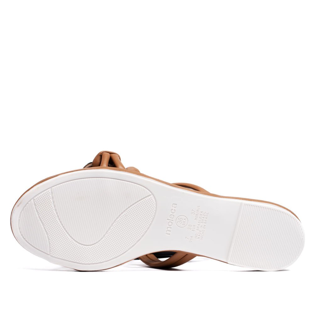 Rasteira Feminina Moleca Napa Detalhe Dourado Caramelo Marrom 3