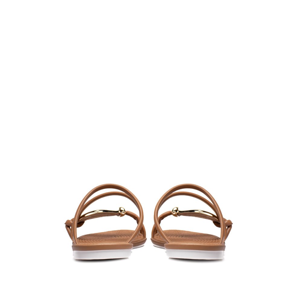 Rasteira Feminina Moleca Napa Detalhe Dourado Caramelo Marrom 4