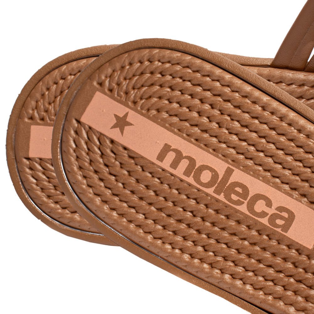 Rasteira Feminina Moleca Napa Detalhe Dourado Caramelo Marrom 6