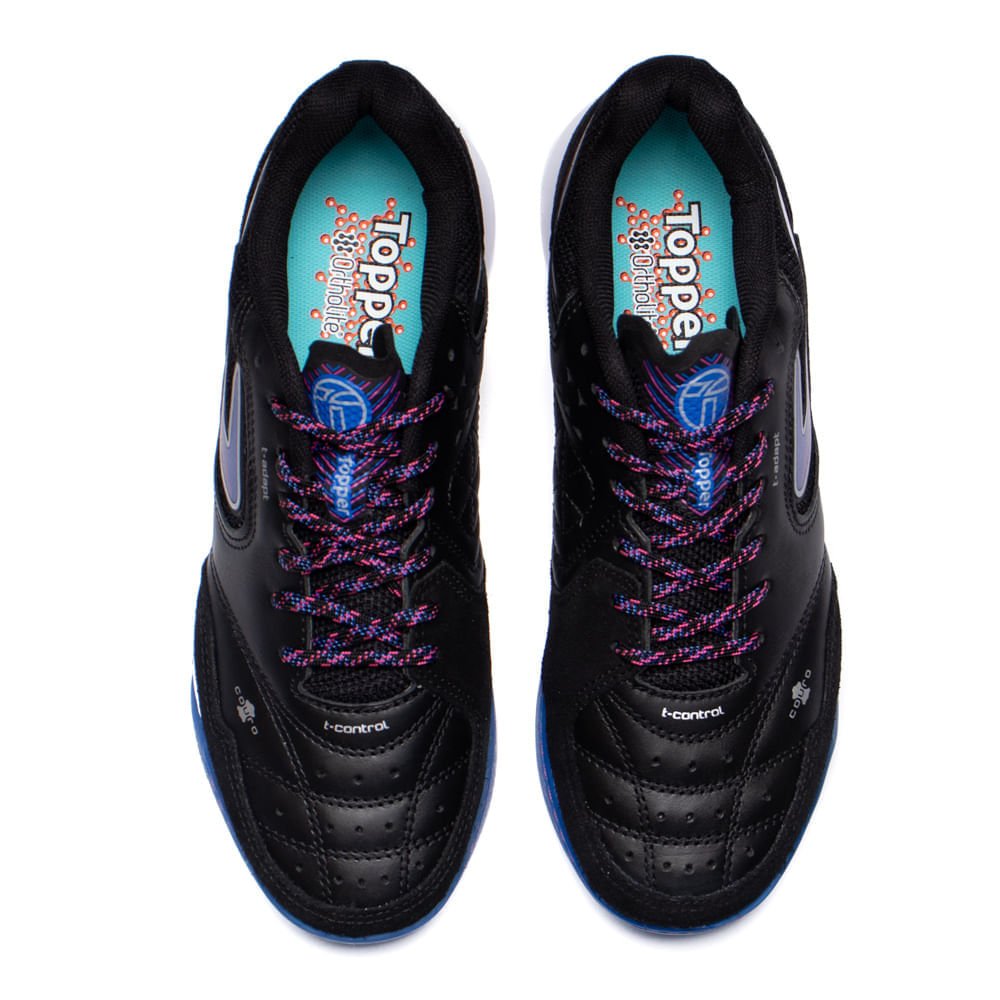 Chuteira Futsal Masculina Topper Dominator Pro Vi Preto/Azul Preto 4