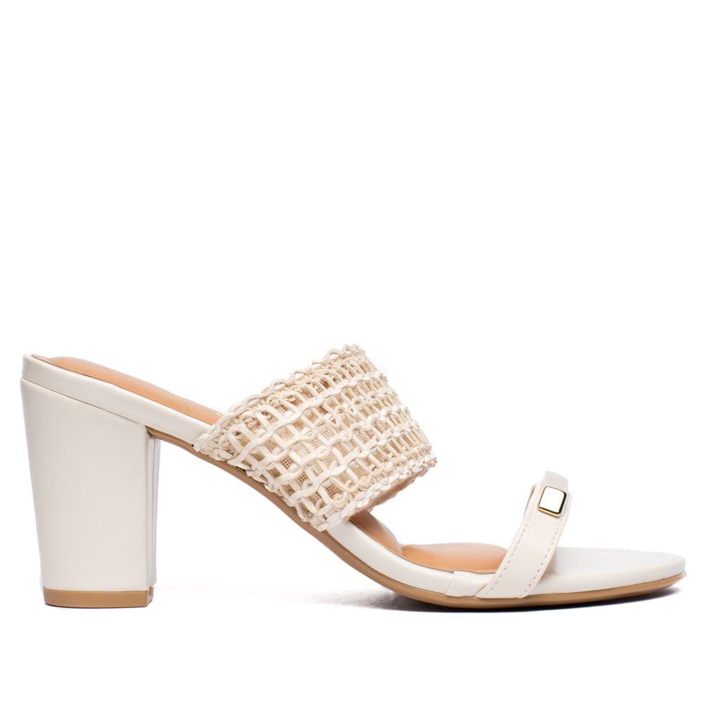 Tamanco Feminino Vizzano Salto Bloco Off White