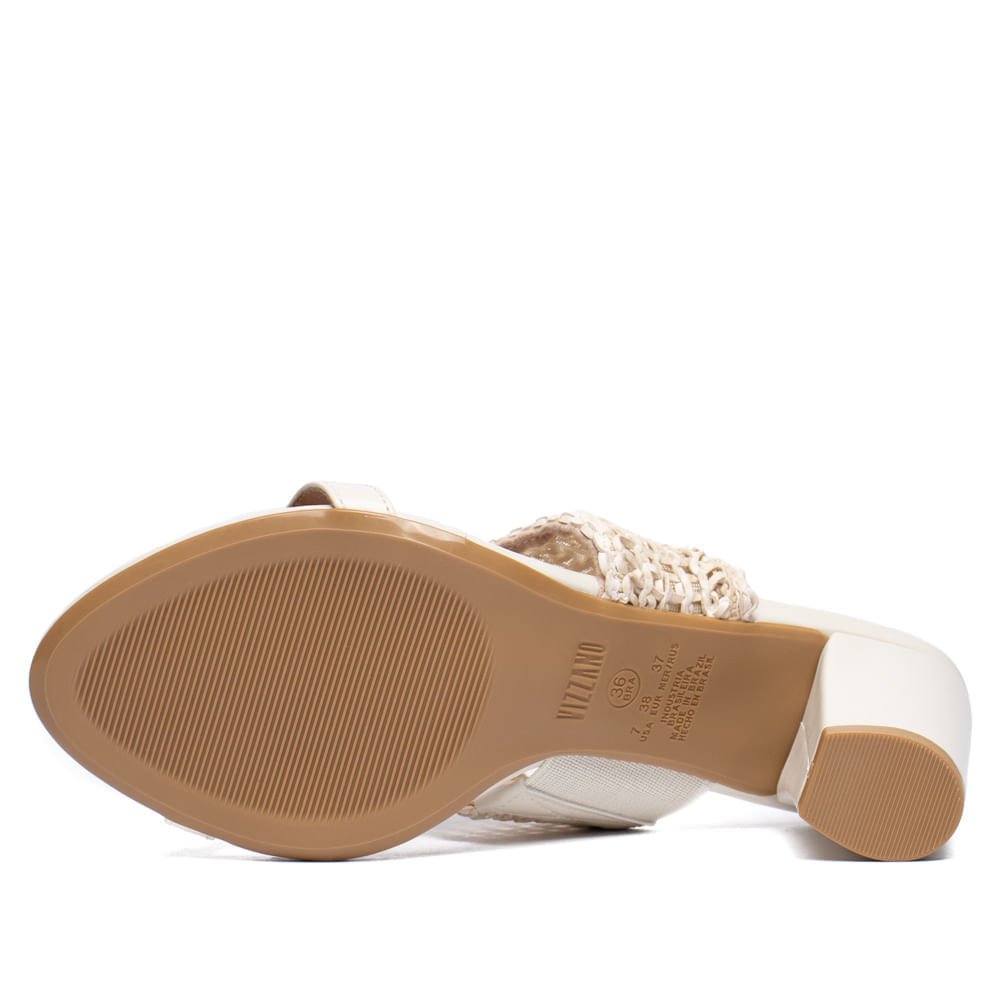 Tamanco Feminino Vizzano Salto Bloco Off White Bege 2