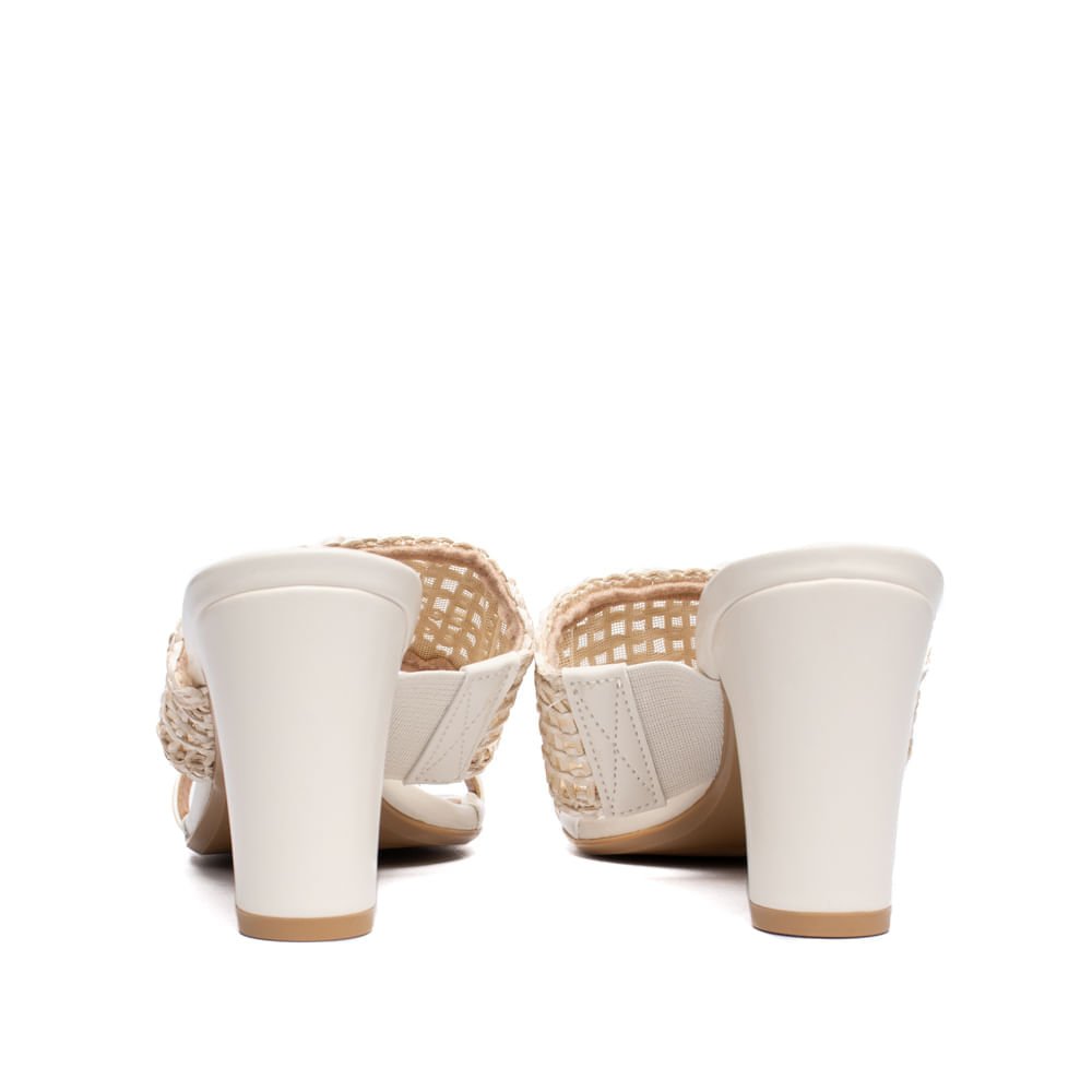 Tamanco Feminino Vizzano Salto Bloco Off White Bege 3