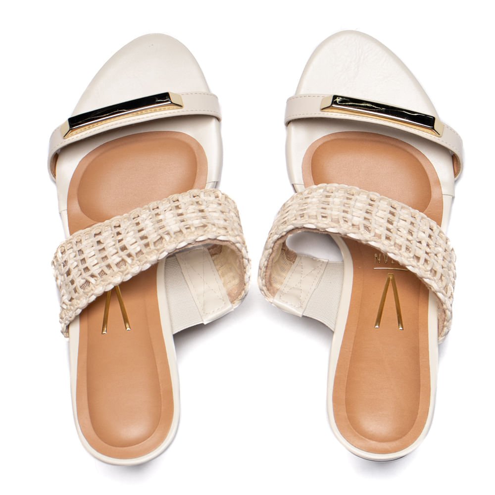 Tamanco Feminino Vizzano Salto Bloco Off White Bege 4