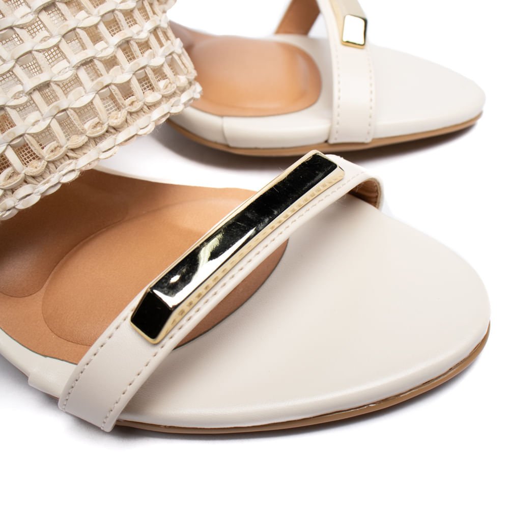 Tamanco Feminino Vizzano Salto Bloco Off White Bege 5