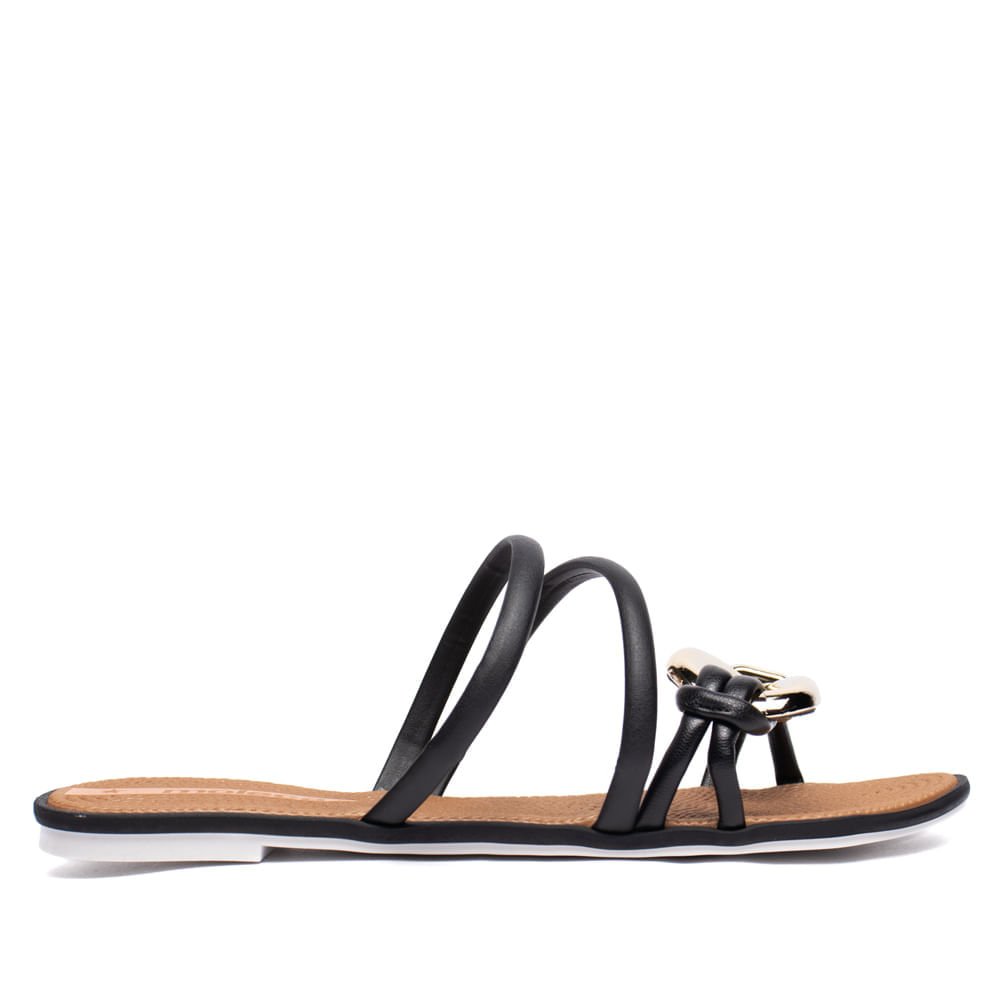 Rasteira Feminina Moleca Napa Texturizado Preto Marrom 2