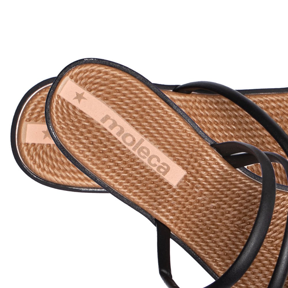 Rasteira Feminina Moleca Napa Texturizado Preto Marrom 5